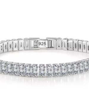 Tennis Bracelet Baguette Style 925 Sterling Silver