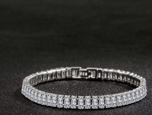 Tennis Bracelet Baguette Style 925 Sterling Silver - Image 4