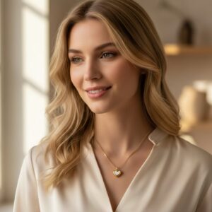 18K Gold Plated Mother of Pearl Shell Heart Necklace