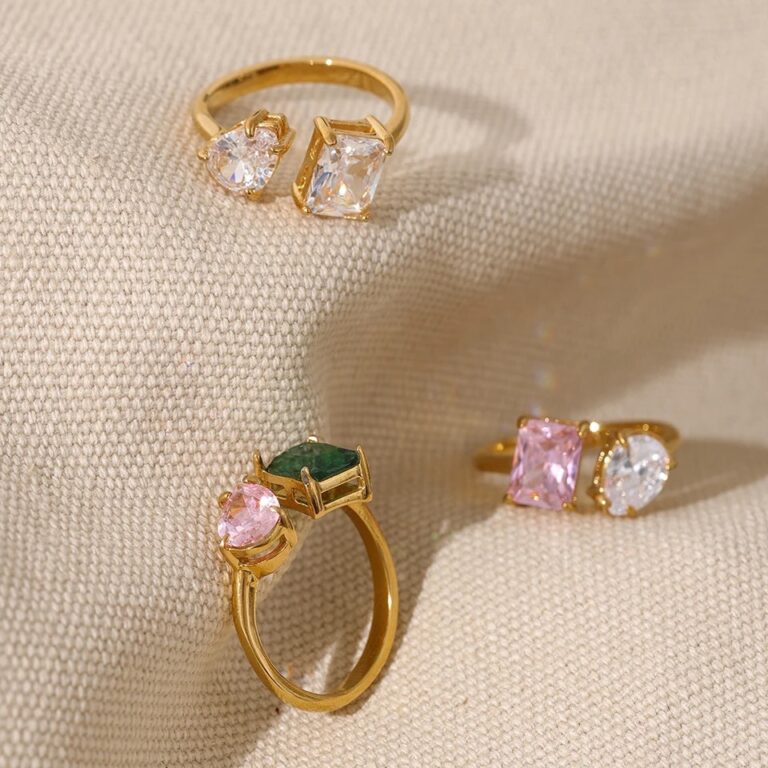 Crave Gold Plated Ring Pink and Crystal - Image 2