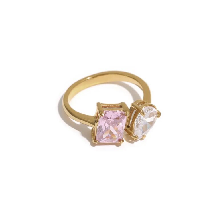 Crave Gold Plated Ring Pink and Crystal