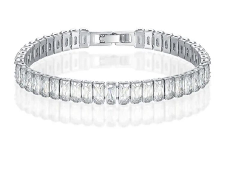 Tennis Bracelet Baguette Style 925 Sterling Silver - Image 2