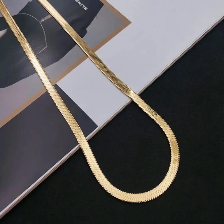 Luxe Gold Plated Herringbone Necklace - Image 8