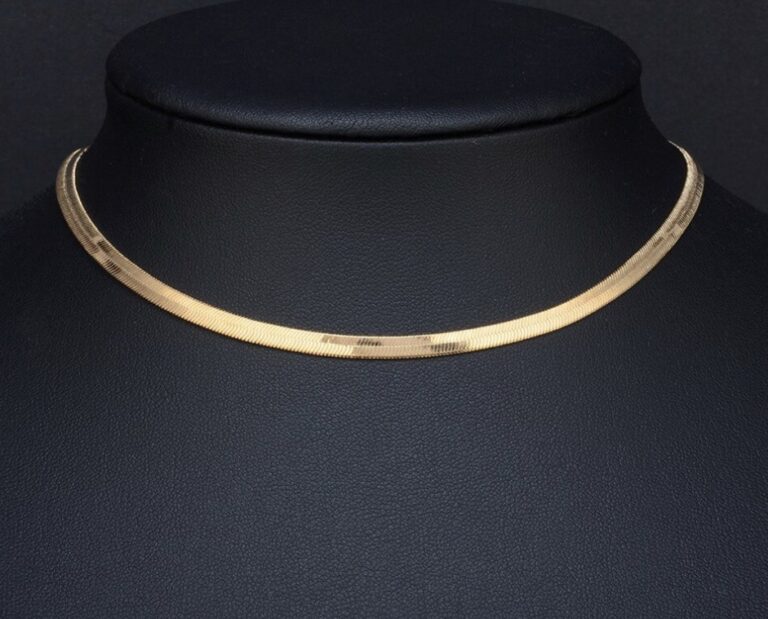 Luxe Gold Plated Herringbone Necklace - Image 9