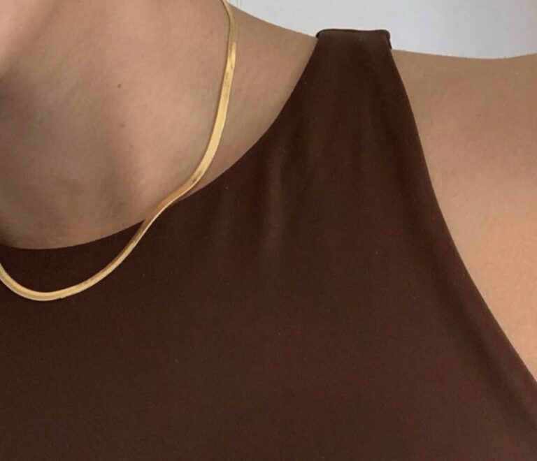 Luxe Gold Plated Herringbone Necklace - Image 10