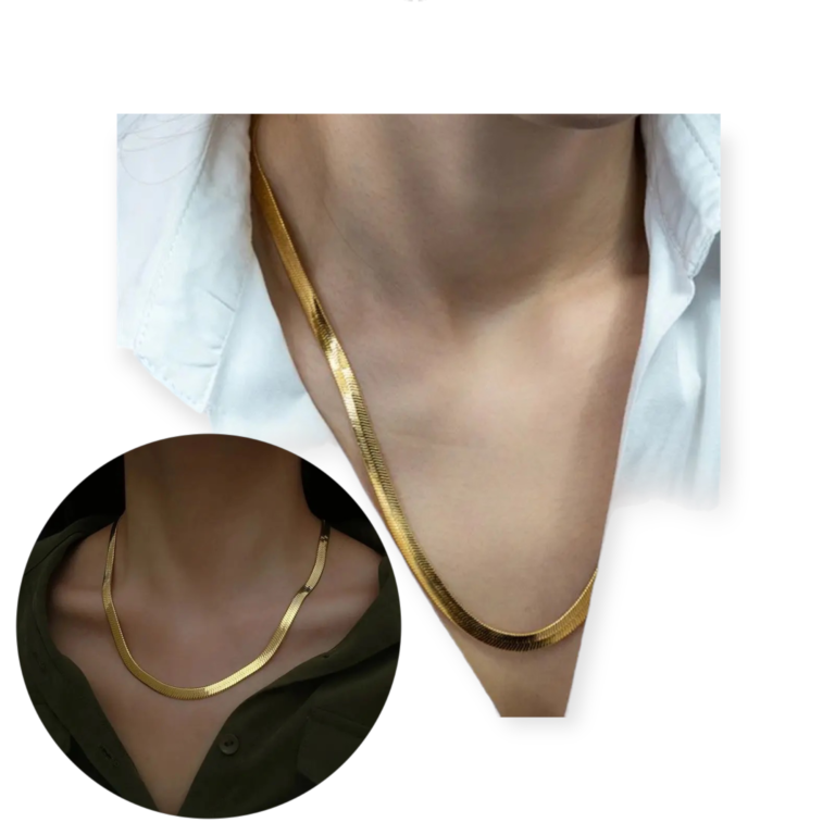 Luxe Gold Plated Herringbone Necklace - Image 7