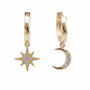 Moon and Stars Rose Gold Plated Sterling Silver