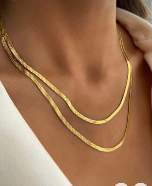 Luxe Gold Plated Herringbone Necklace