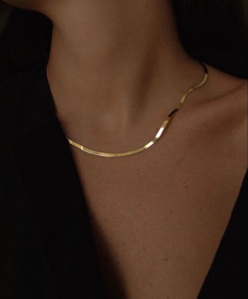 Luxe Gold Plated Herringbone Necklace - Image 2